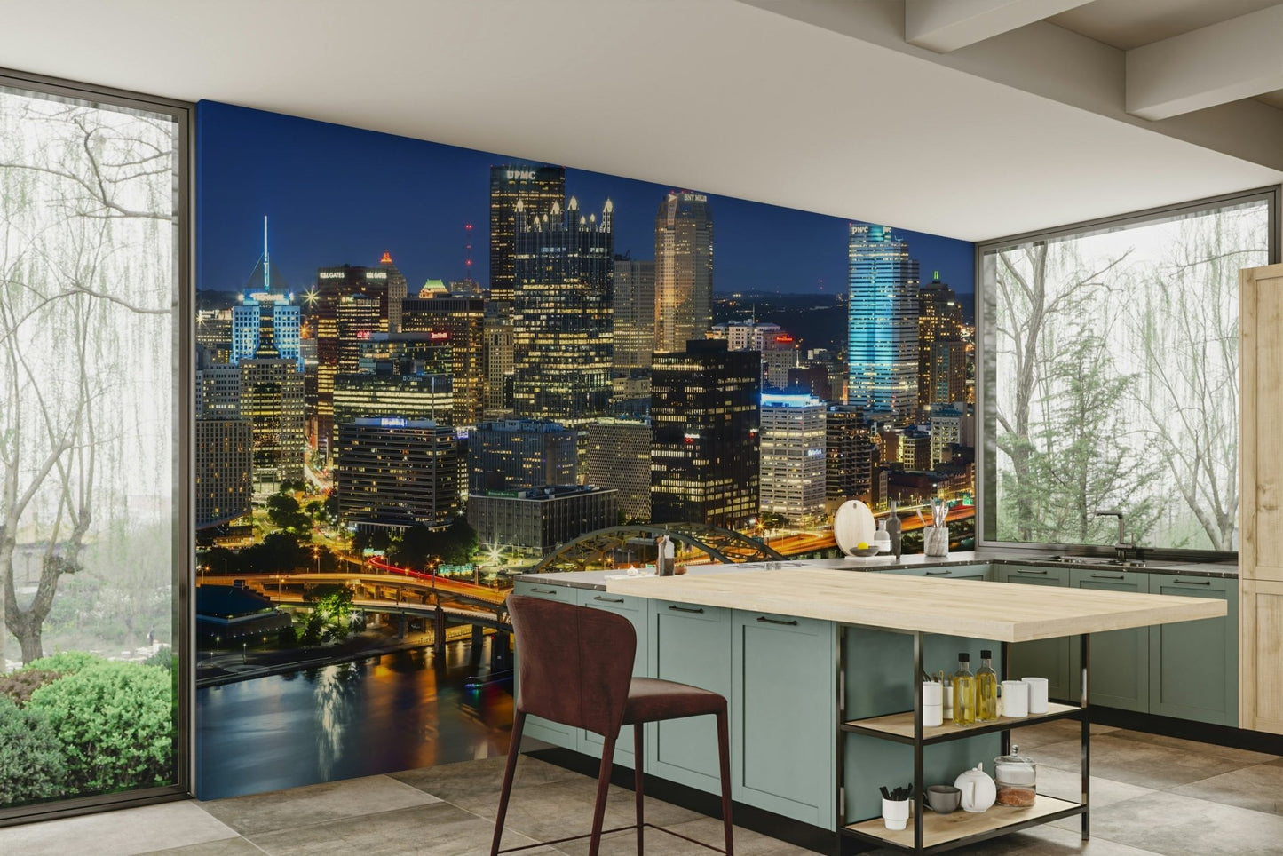 Scenic view of Pittsburgh at dusk

