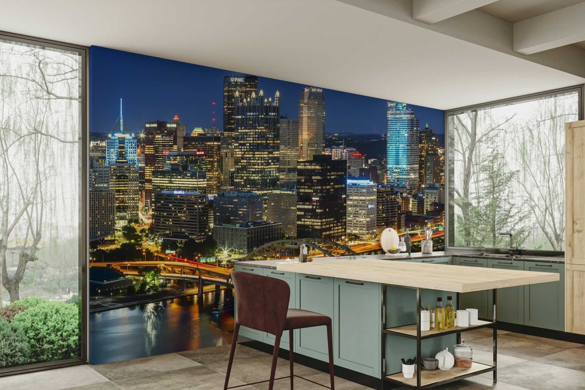 Scenic view of Pittsburgh at dusk

