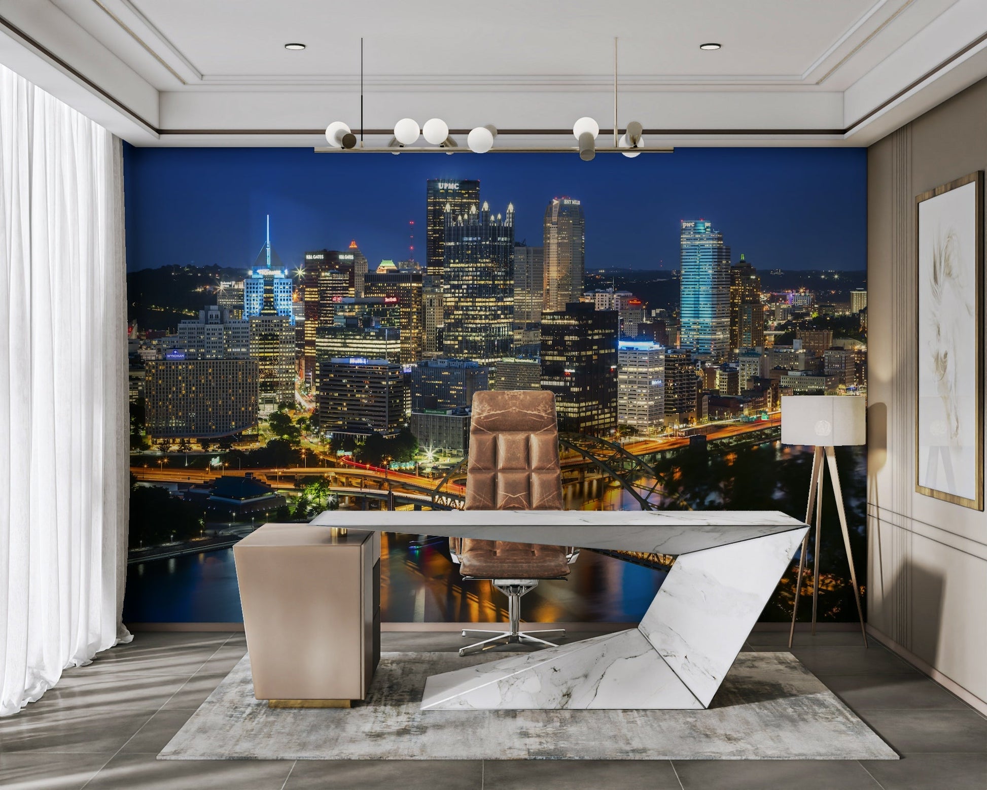Stunning evening view of Pittsburgh

