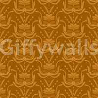 Amber Hues wallpaper close-up showing the tonal golden floral damask pattern detail