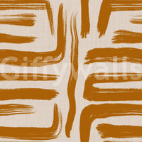 Amber Brushstrokes - Abstract Mid Century Modern Wallpaper⁠