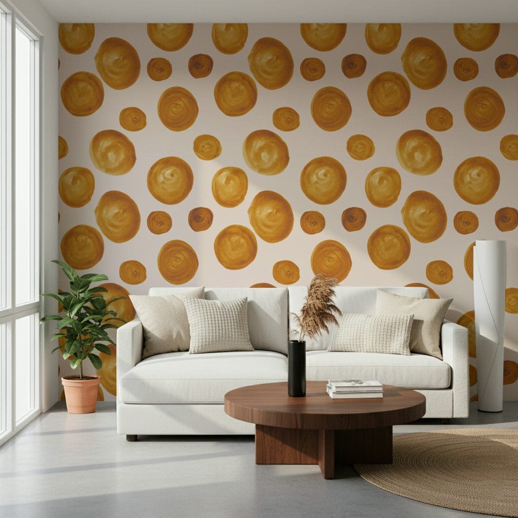 Soft amber circle pattern evoking warmth and contemporary style.