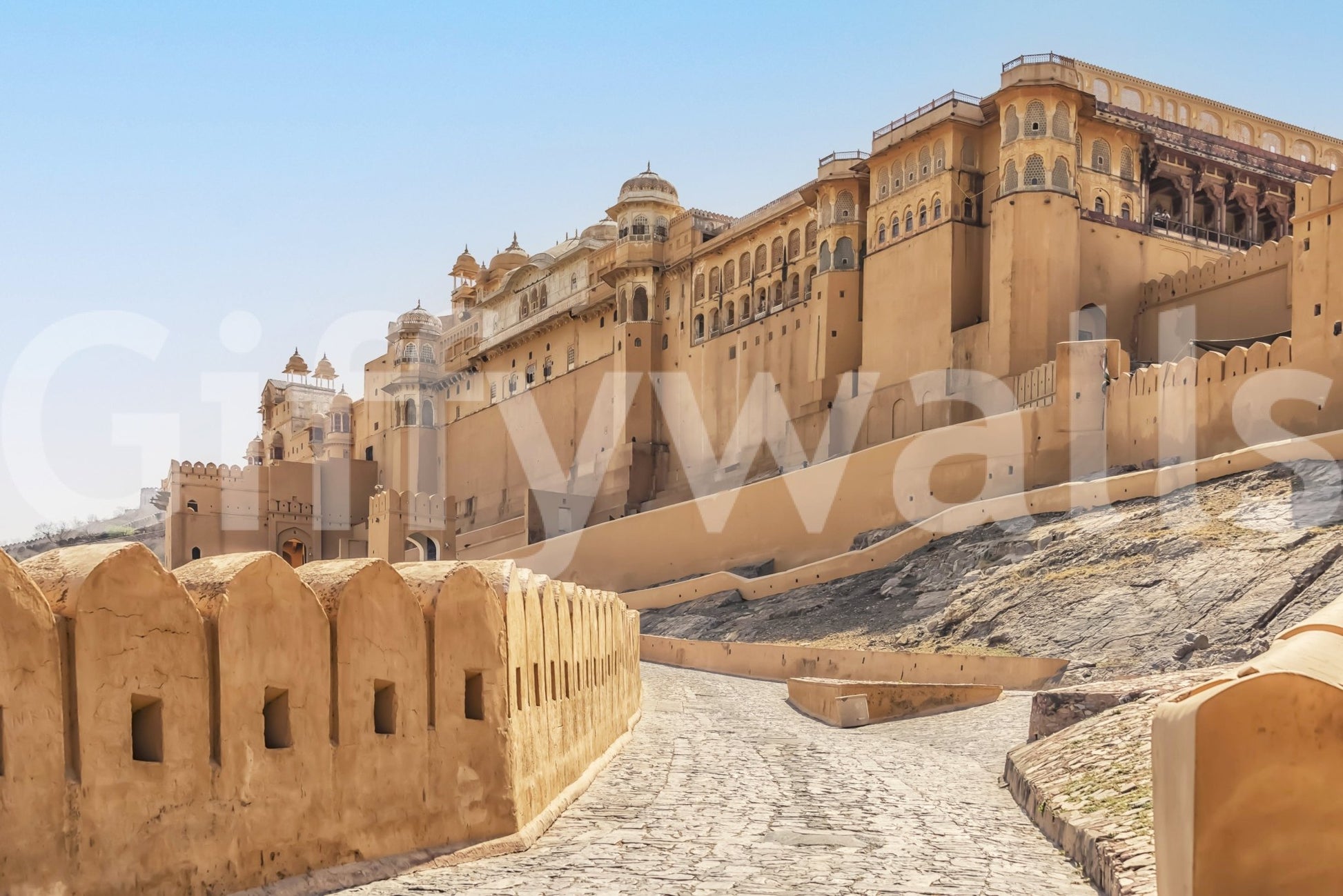 Imposing Amber Fort Grandeur, detailed palace wall art print.