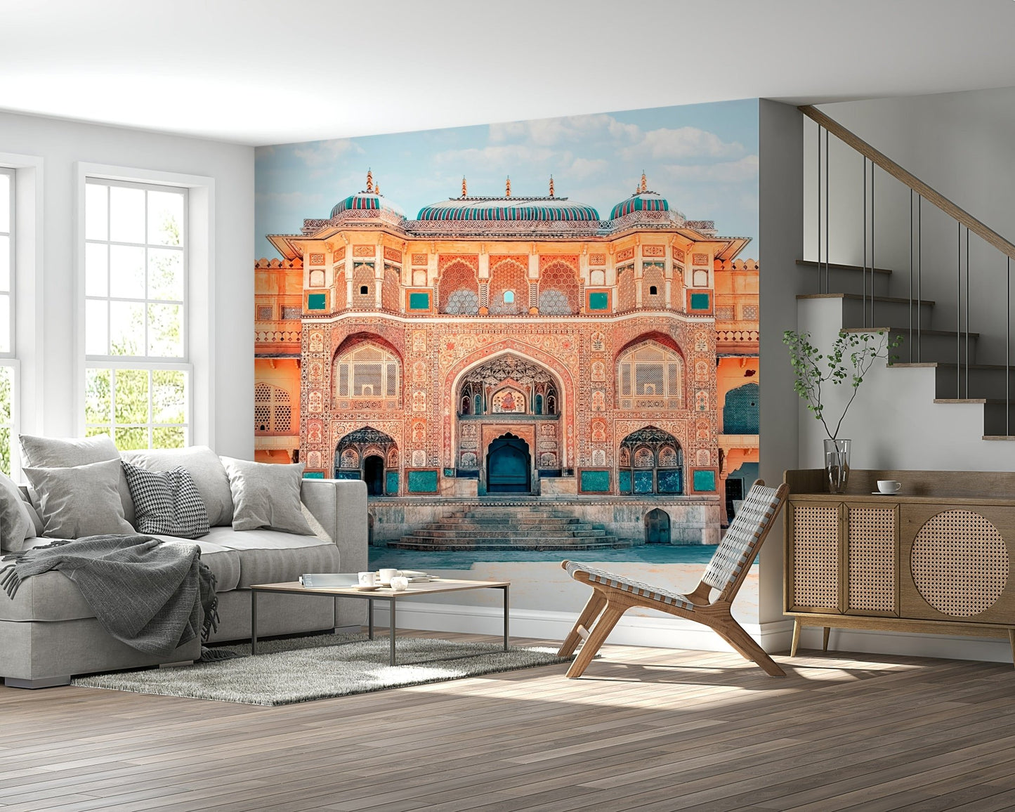 Custom wallpaper Amber Palace Majesty, stunning architectural artwork.