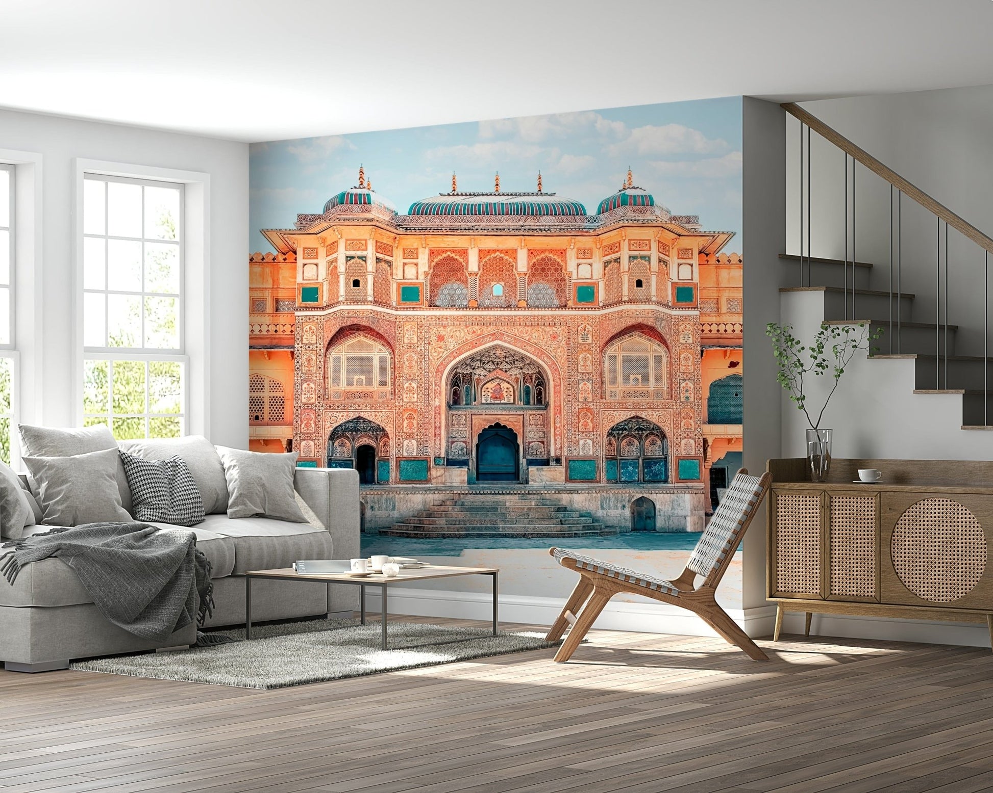 Custom wallpaper Amber Palace Majesty, stunning architectural artwork.