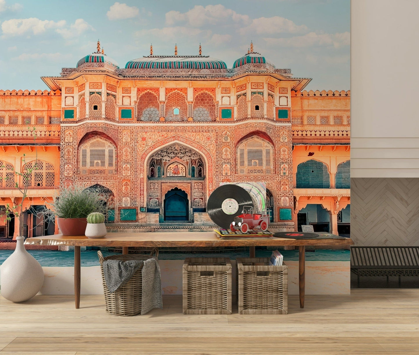 Historical wonder Amber Palace Majesty wall mural, vivid luxury style.