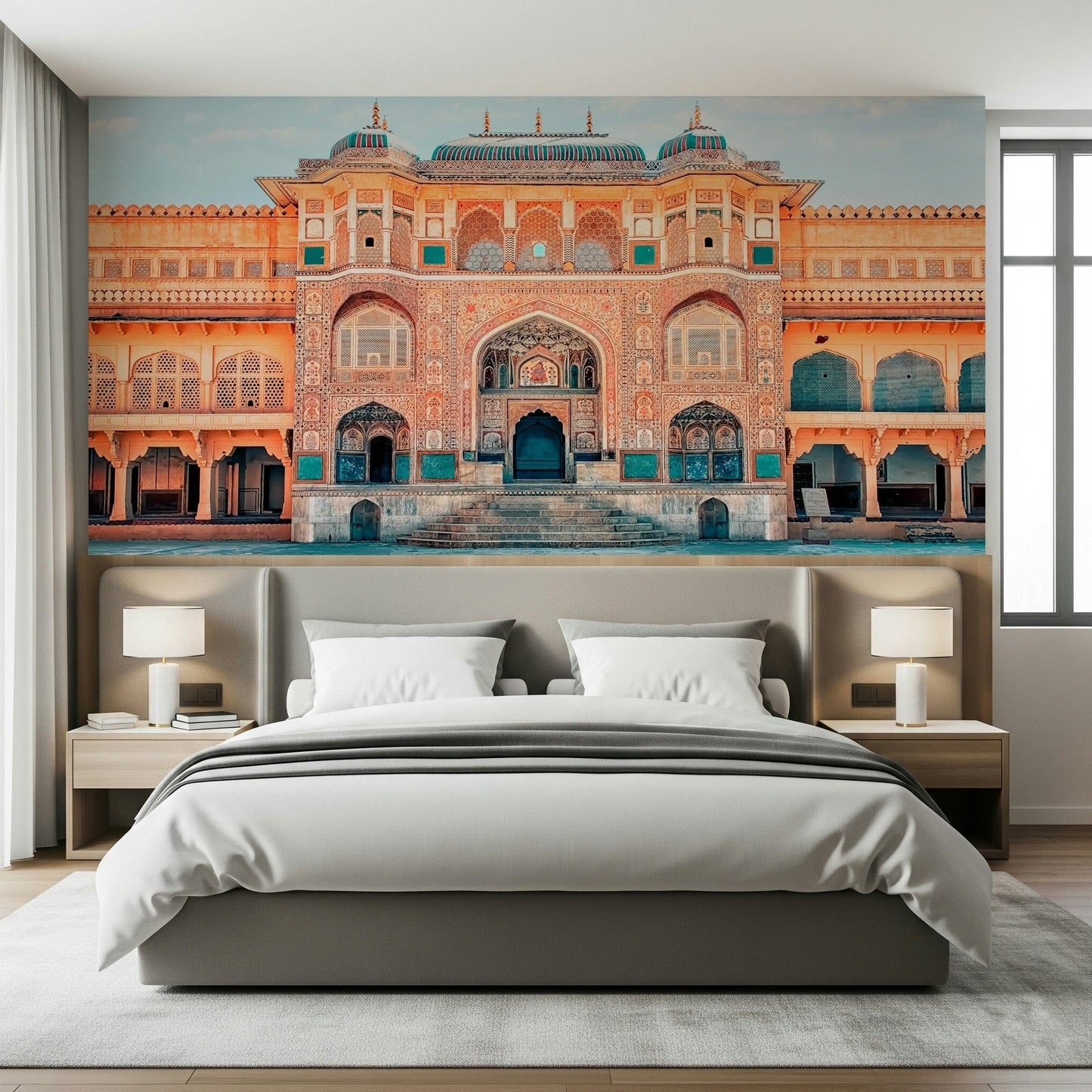 Incredible wall mural Amber Palace Majesty, colorful royal palace facade.