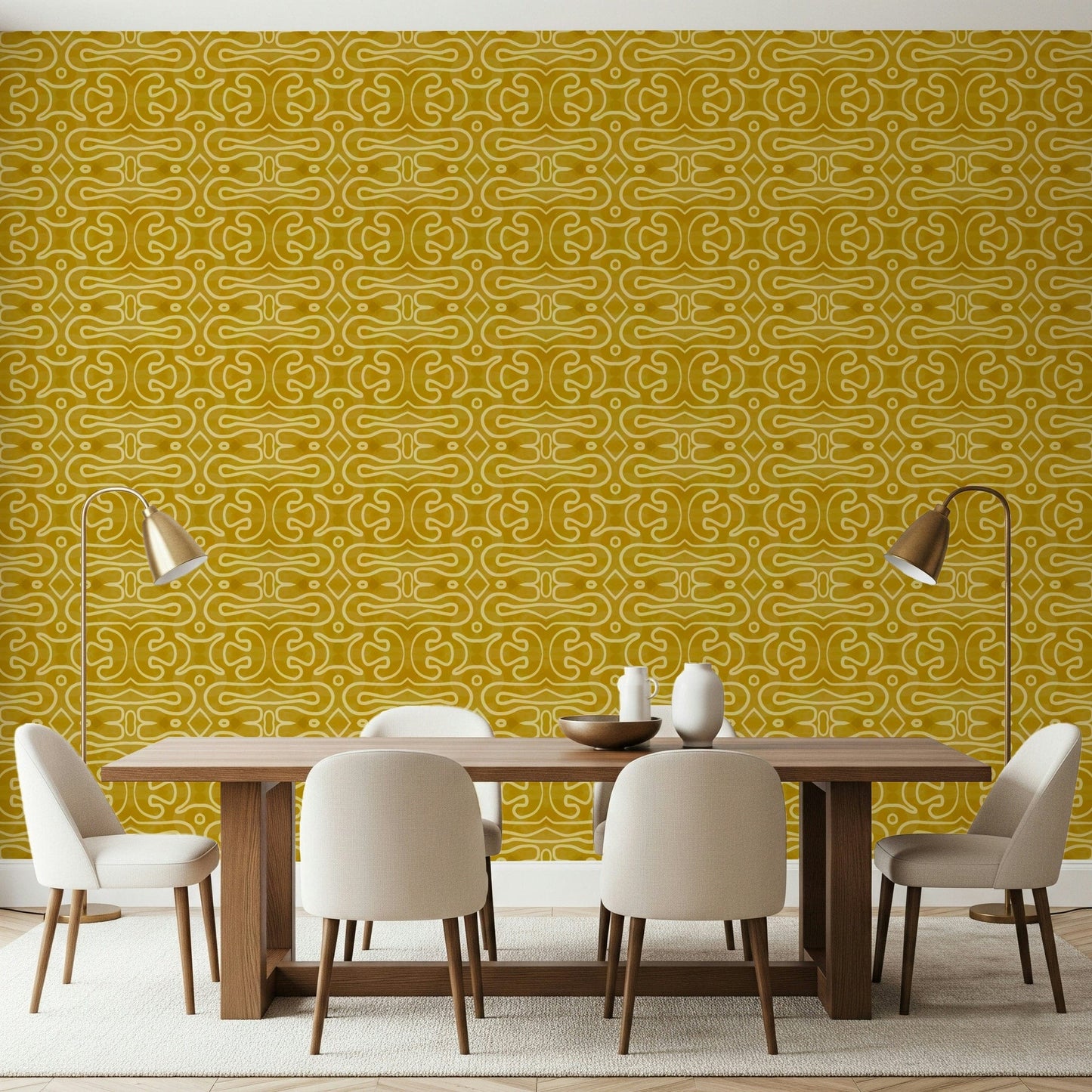 Amber Trails honey colored peel and stick wallpaper.