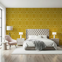 Amber Trails golden flowing maze wallpaper for walls.