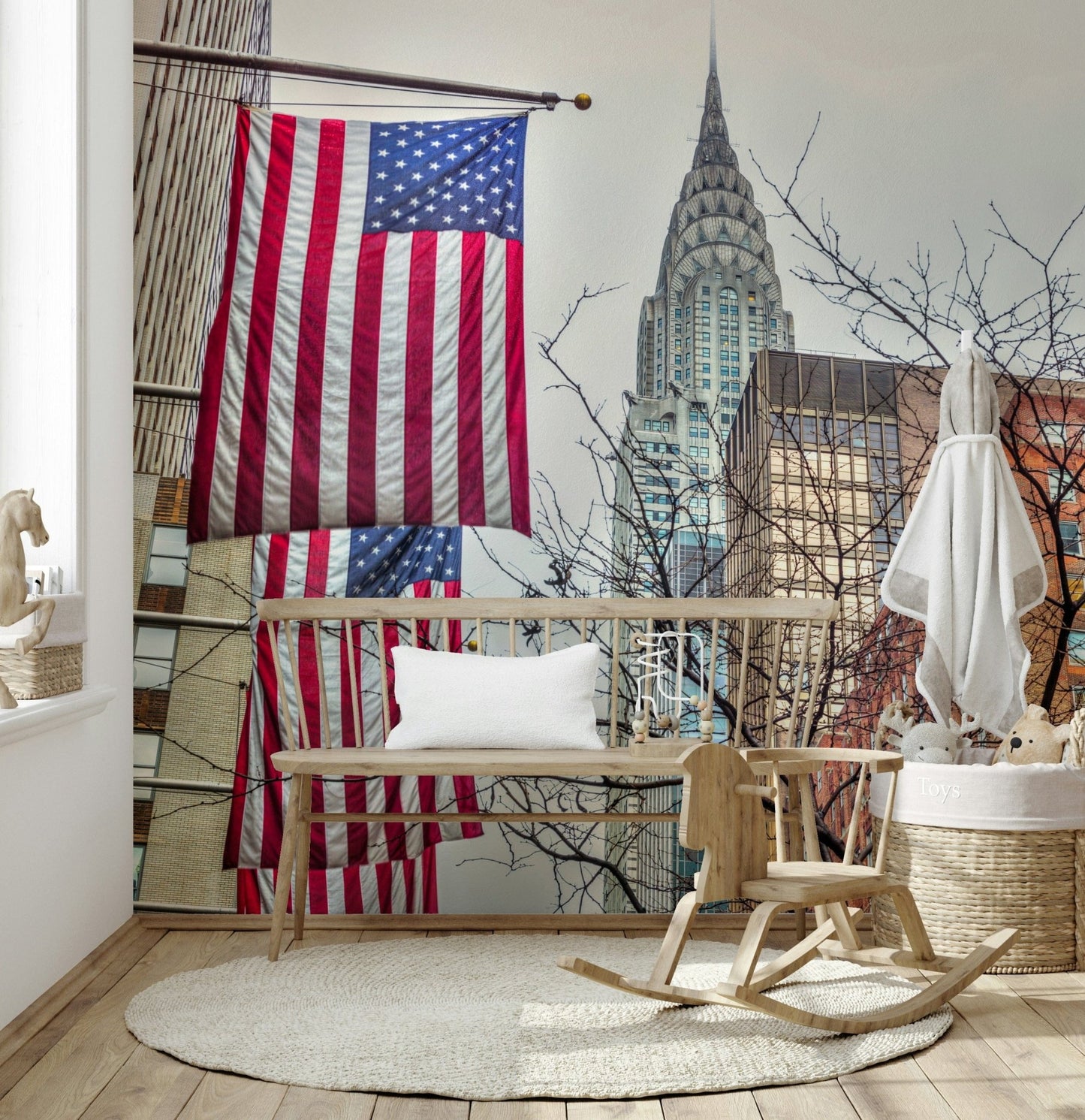 Iconic tower American Dreamscape wallpaper gray sky.