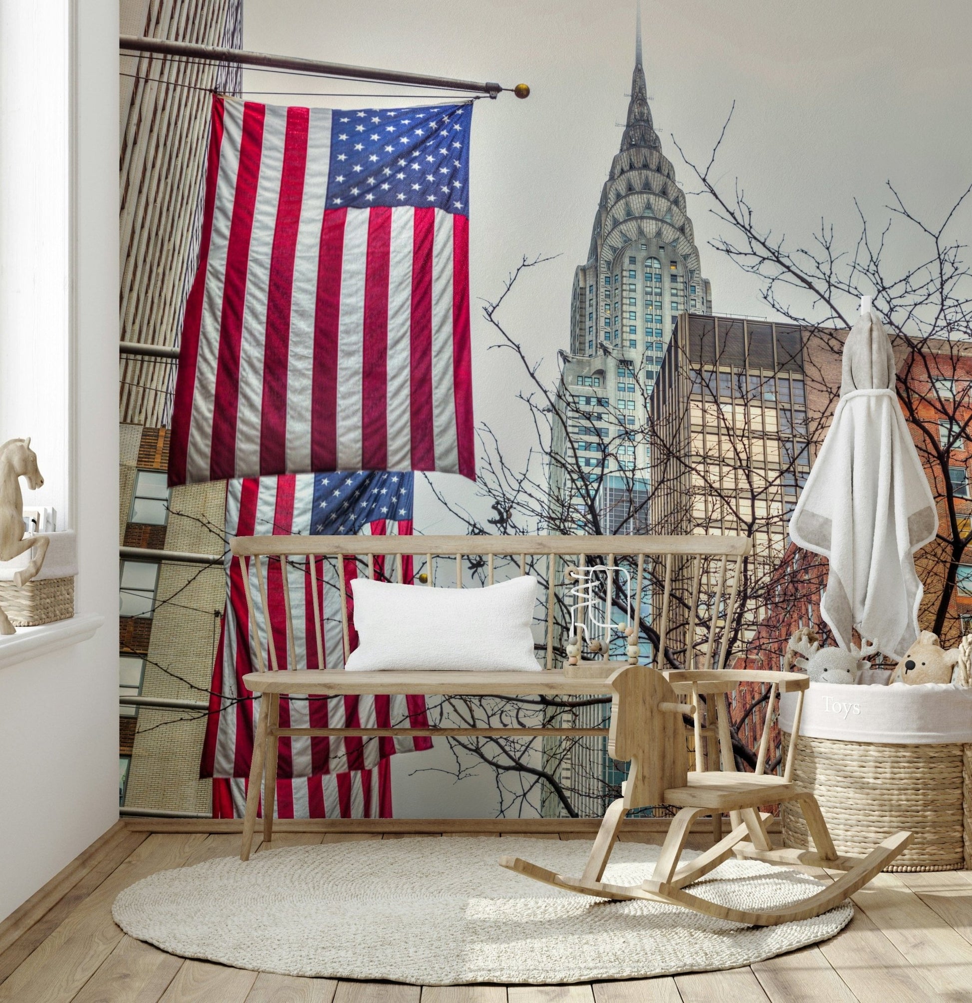 Iconic tower American Dreamscape wallpaper gray sky.
