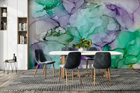 Amethyst Flow Wall Mural with deep purple and violet tones

