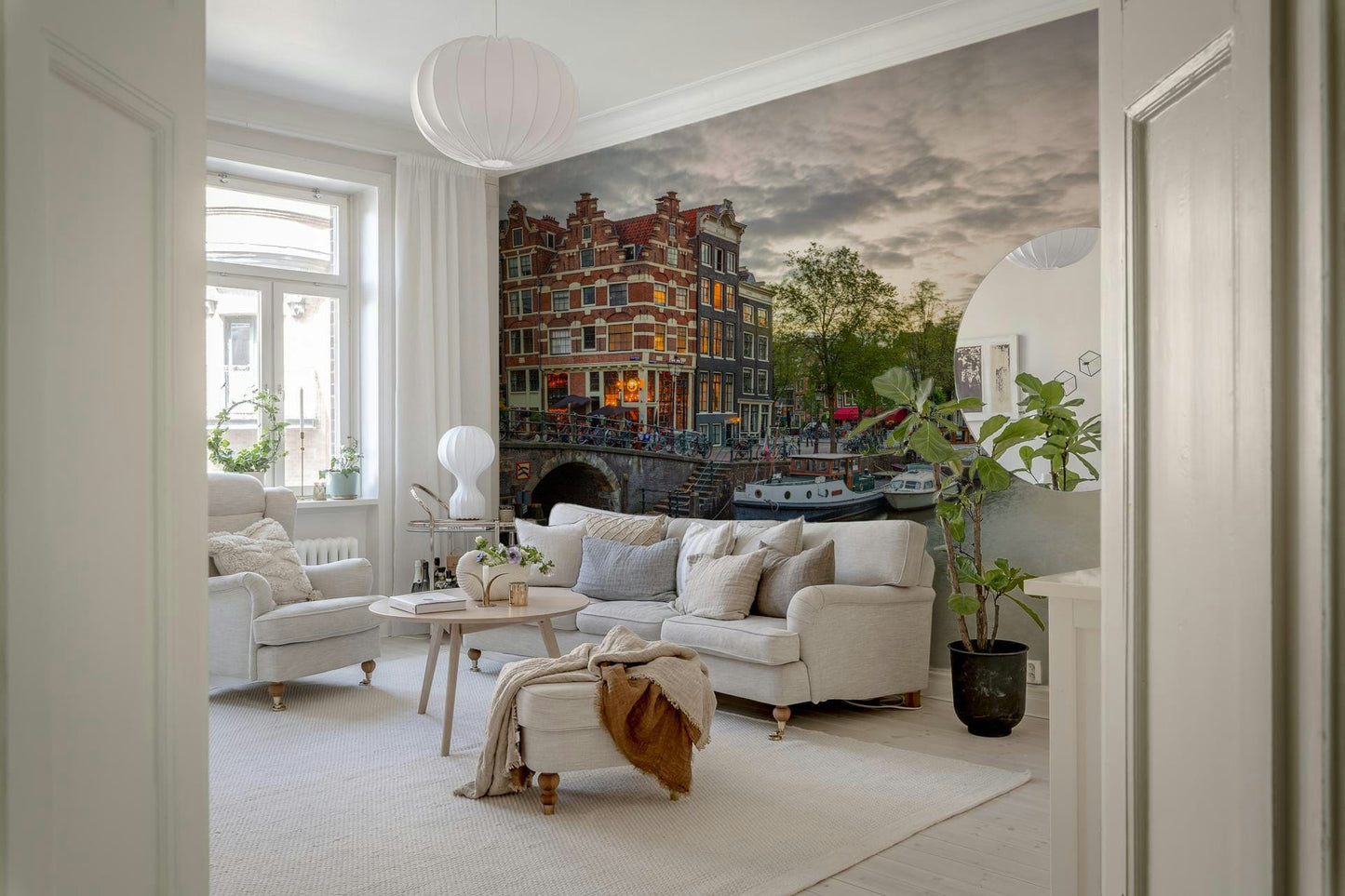 Office wallpaper Amsterdam Canal Charm distinctive European buildings