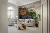 Office wallpaper Amsterdam Canal Charm distinctive European buildings