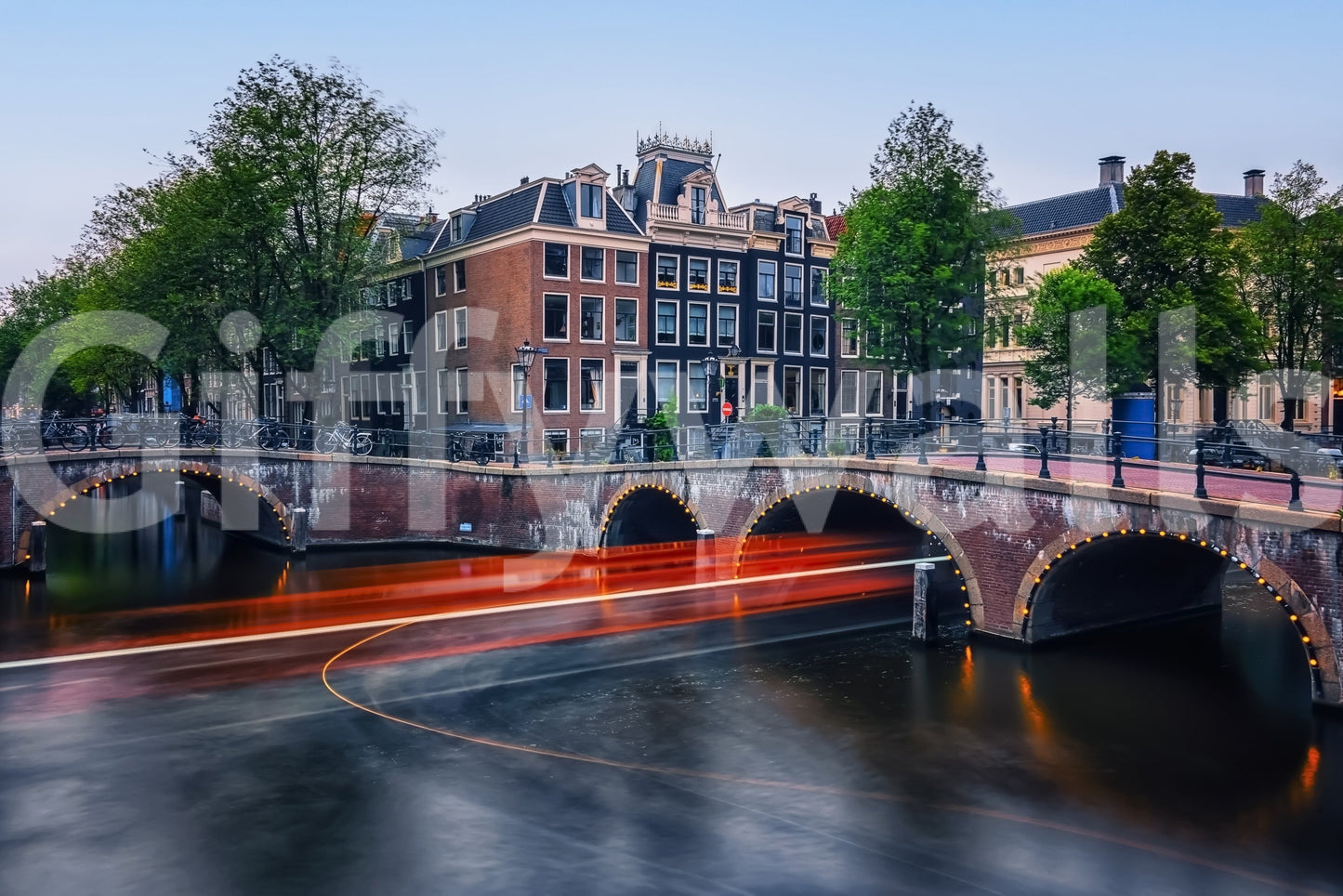 Amsterdam night lights wall mural for home city wallpaper use