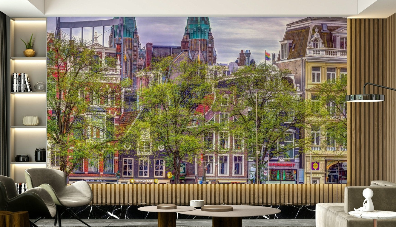 The mural has a soft, graceful feel.

