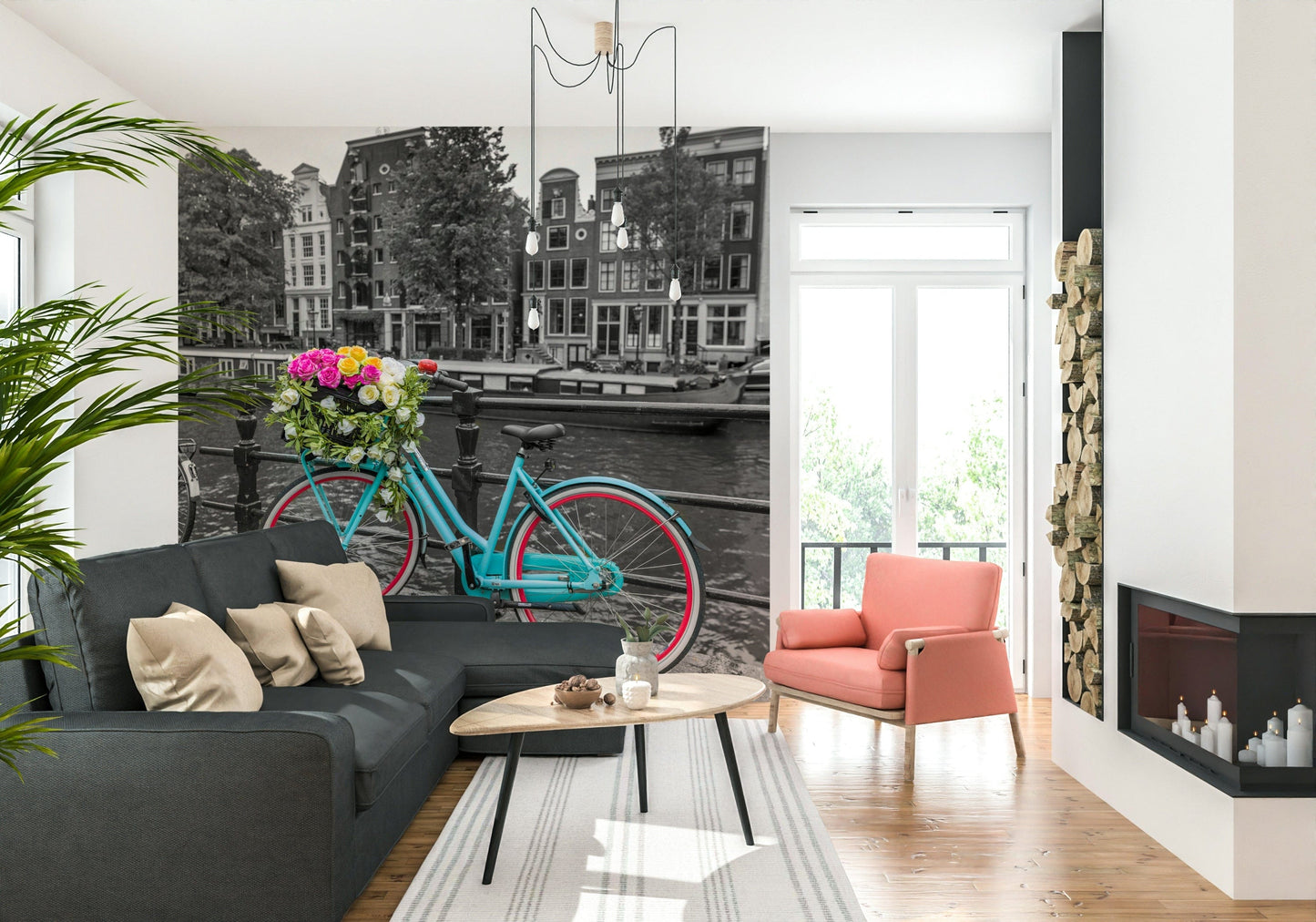 Floral Bicycle of Amsterdam Wall Mural