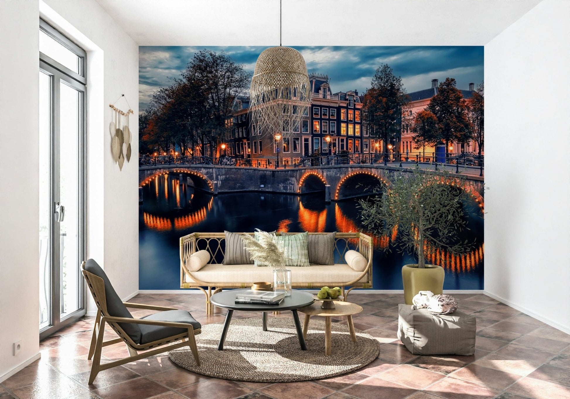 Amsterdam Nights evokes peaceful vibes on wallpaper murals.