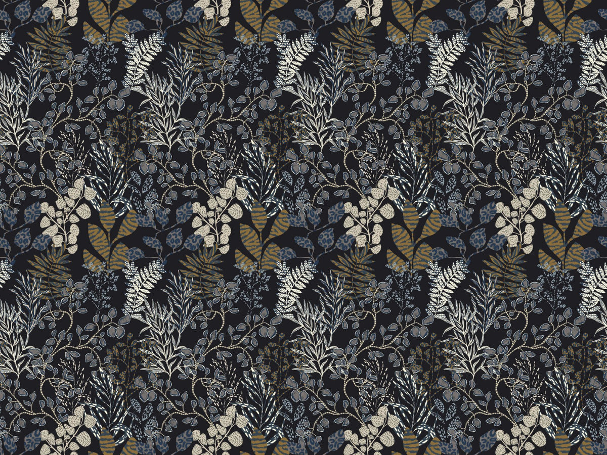 Midnight Botanical Gold Leaf Mural