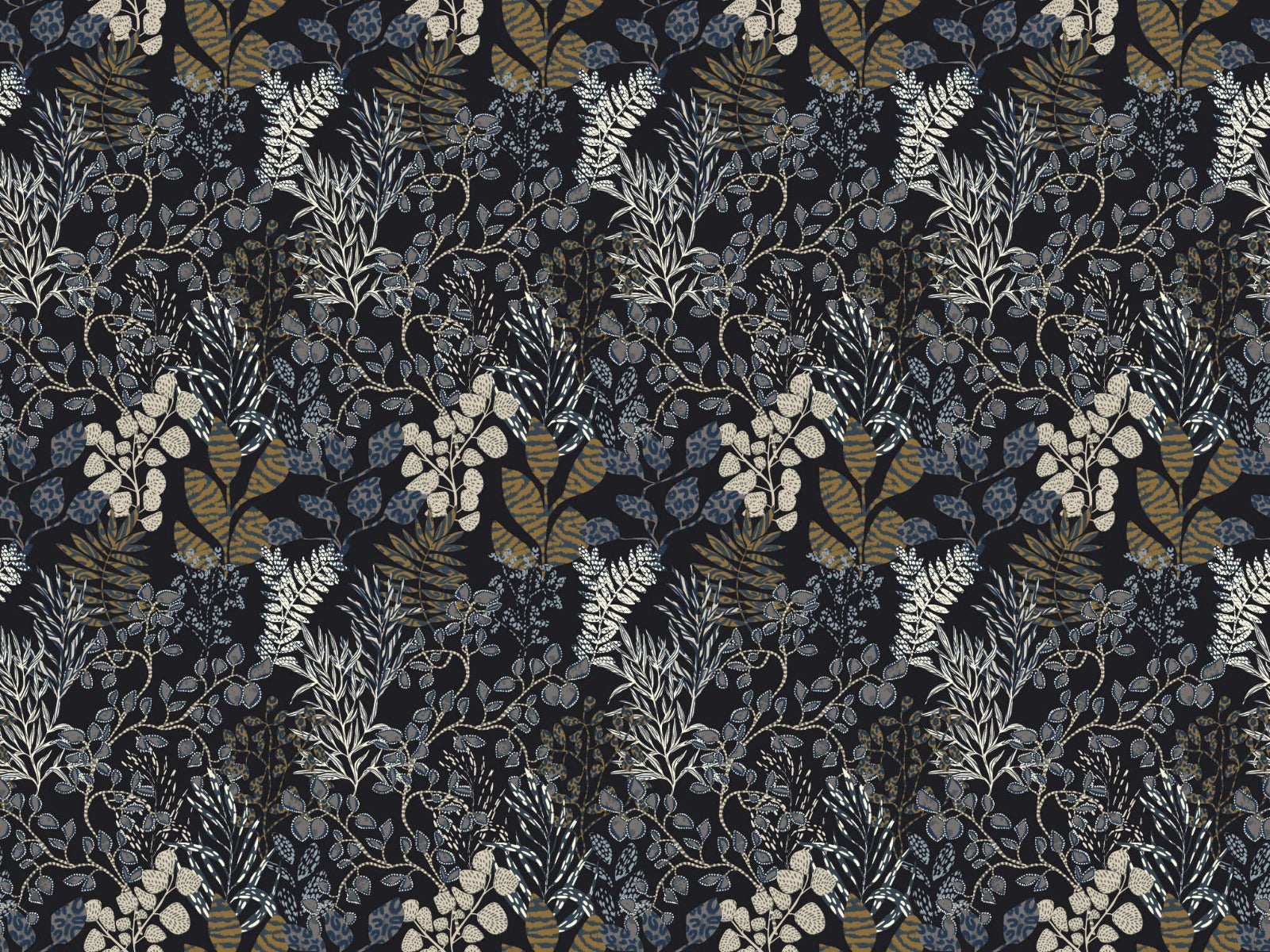 Midnight Botanical Gold Leaf Mural in your room — zoomed