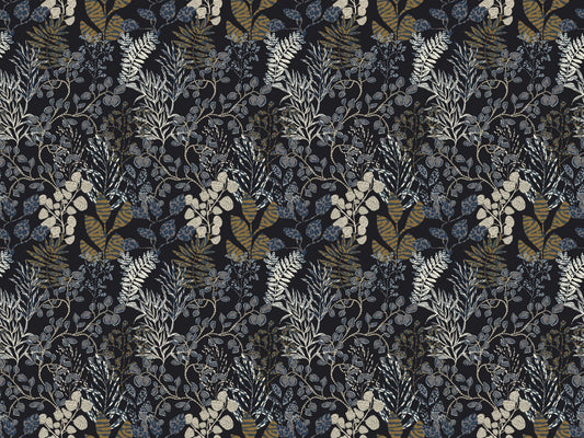 Midnight Botanical Gold Leaf Mural
