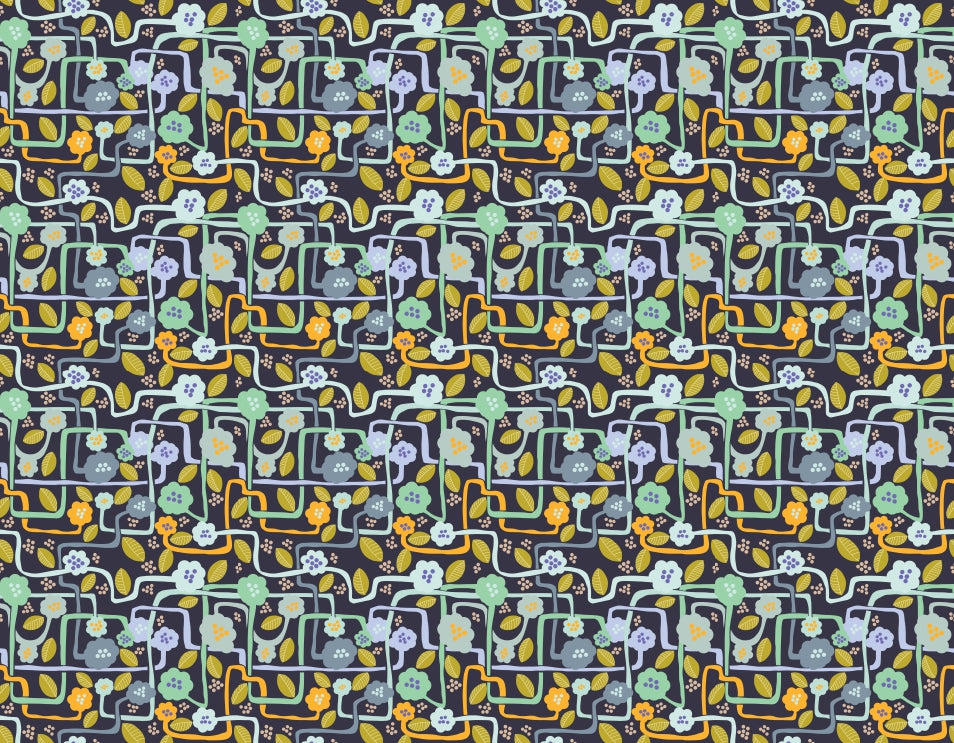 Botanical Nighttime Serenade Wallpaper in your room — zoomed