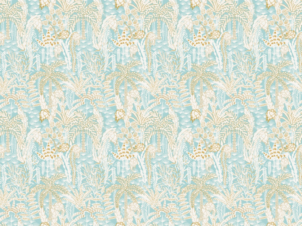 Coastal Breeze Floral Wallpaper in your room — zoomed