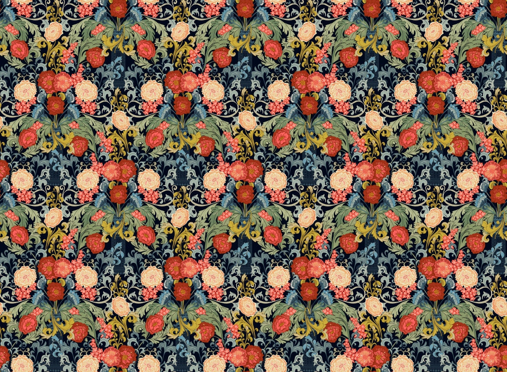 Baroque Rose Mosaic Wallpaper