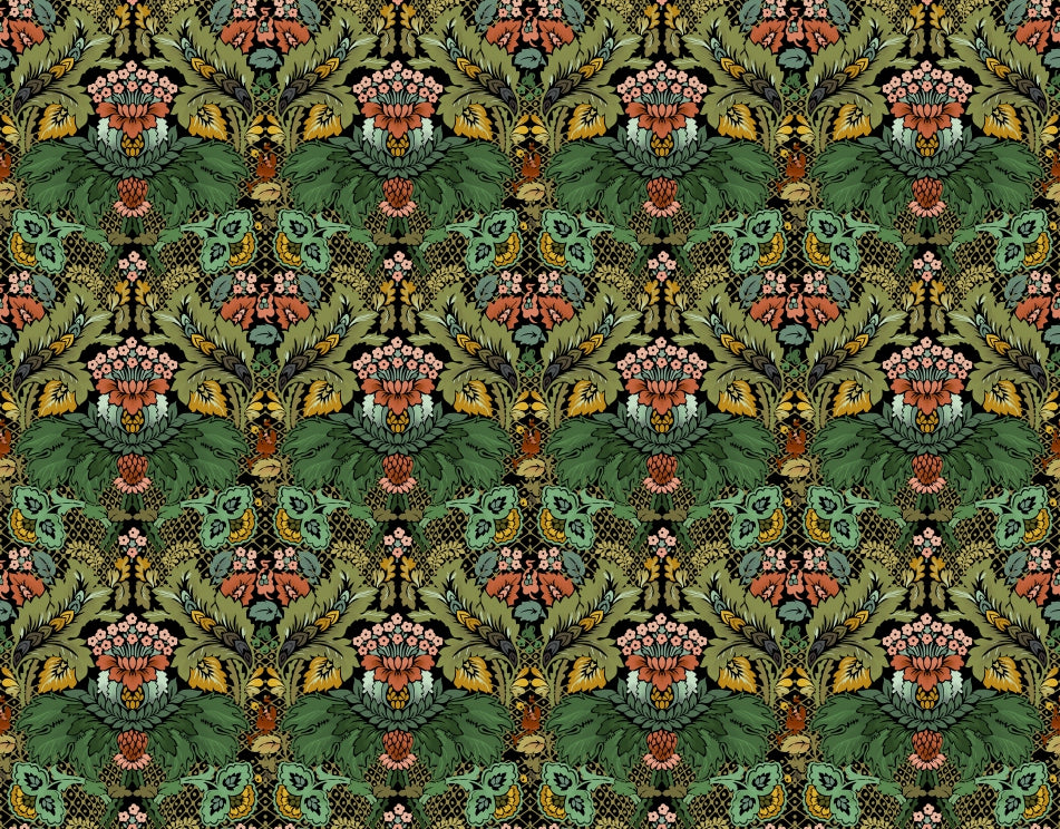 Victorian Floral Elegance Wallpaper in your room — zoomed