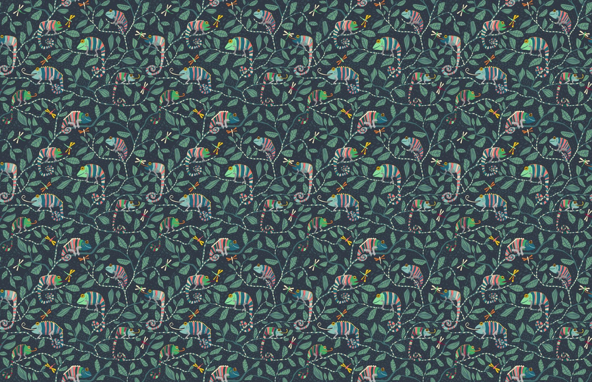 Chameleon Camouflage Chic Wallpaper in your room — zoomed