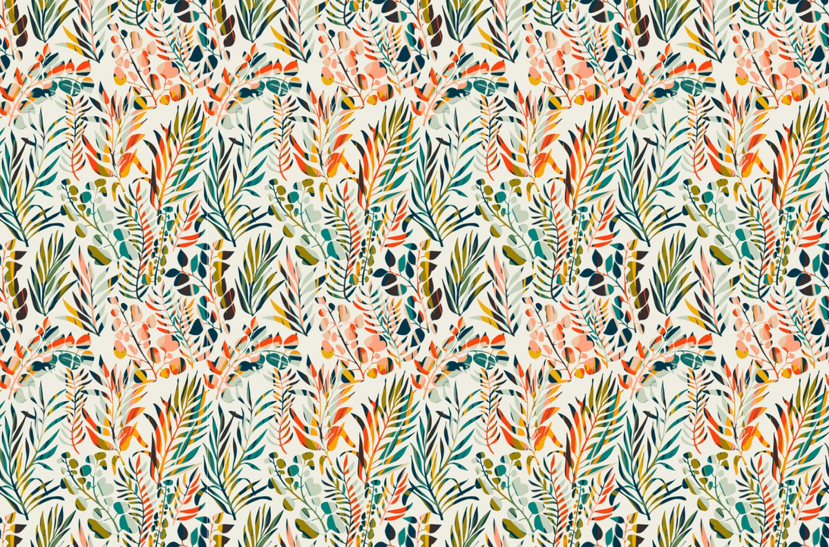 Botanical Fiesta Wallpaper Mural in your room — zoomed