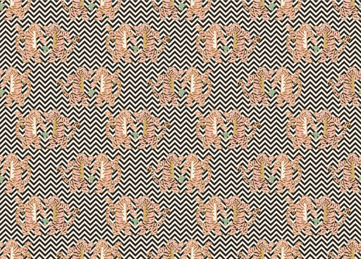Zigzag Tiger Stripe Wallpaper in your room — zoomed