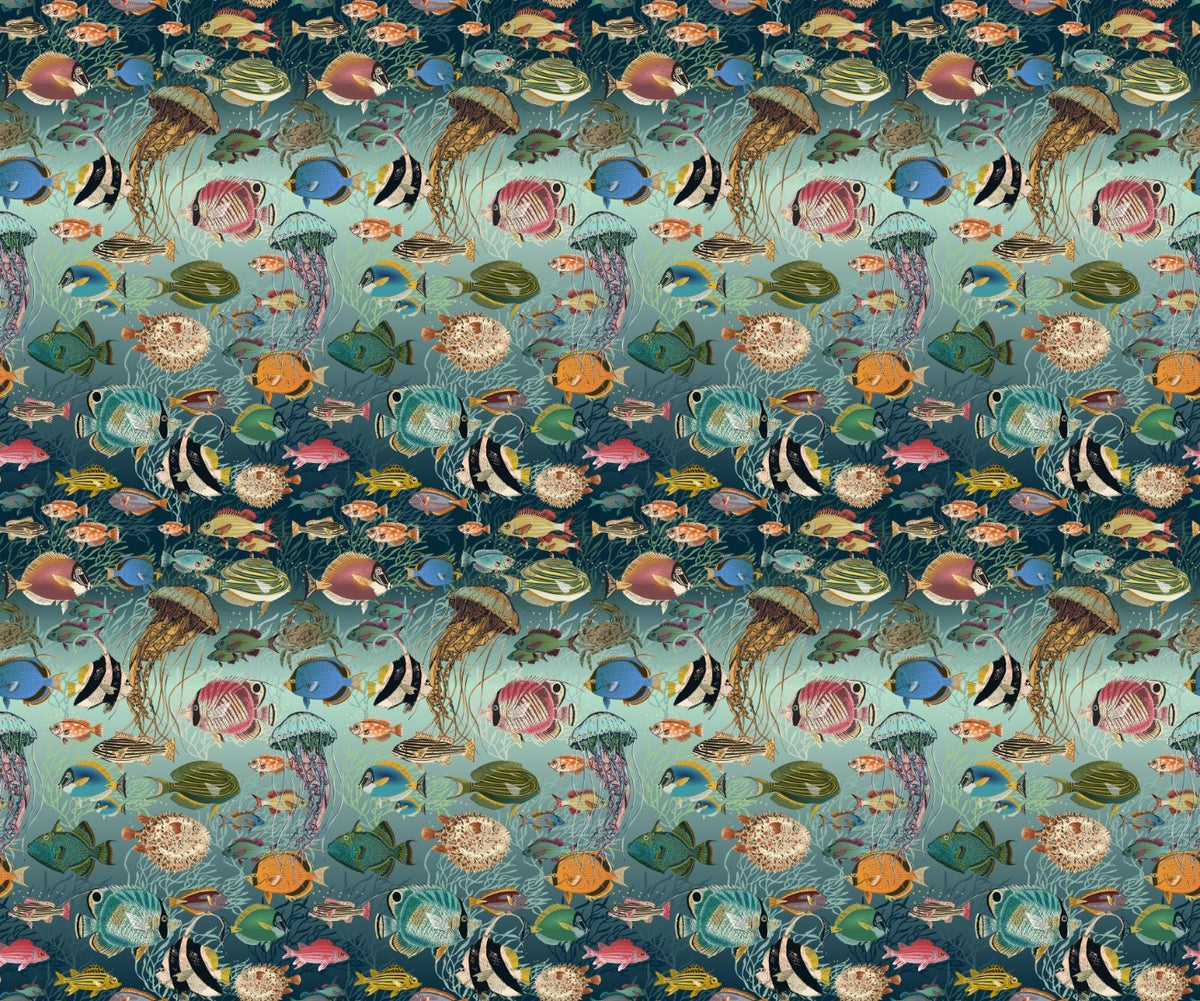 Enchanting Marine Mosaic Wallpaper in your room — zoomed