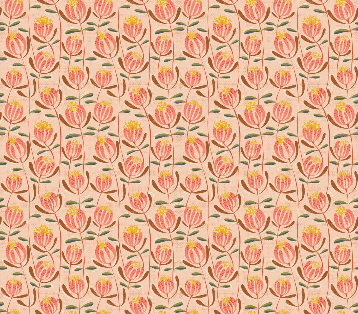 Peachy Skandi Floral Wallpaper in your room