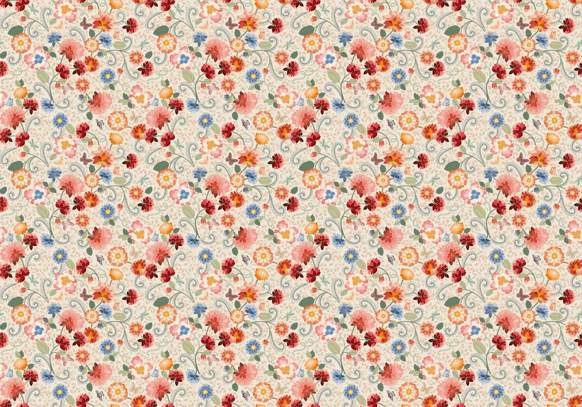 Ornate Floral Mosaic Wallpaper