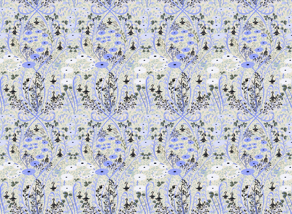 Whimsical Meadow Periwinkle Wallpaper