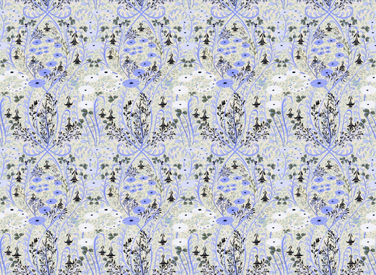 Whimsical Meadow Periwinkle Wallpaper
