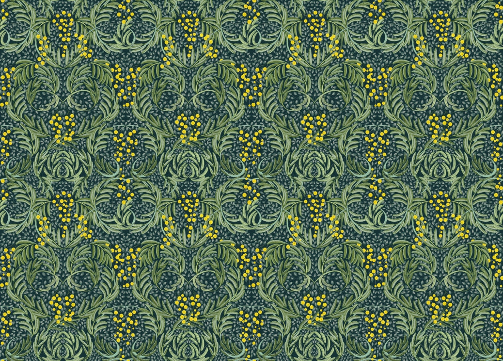 Verdant Mosaic Floral Wallpaper in your room