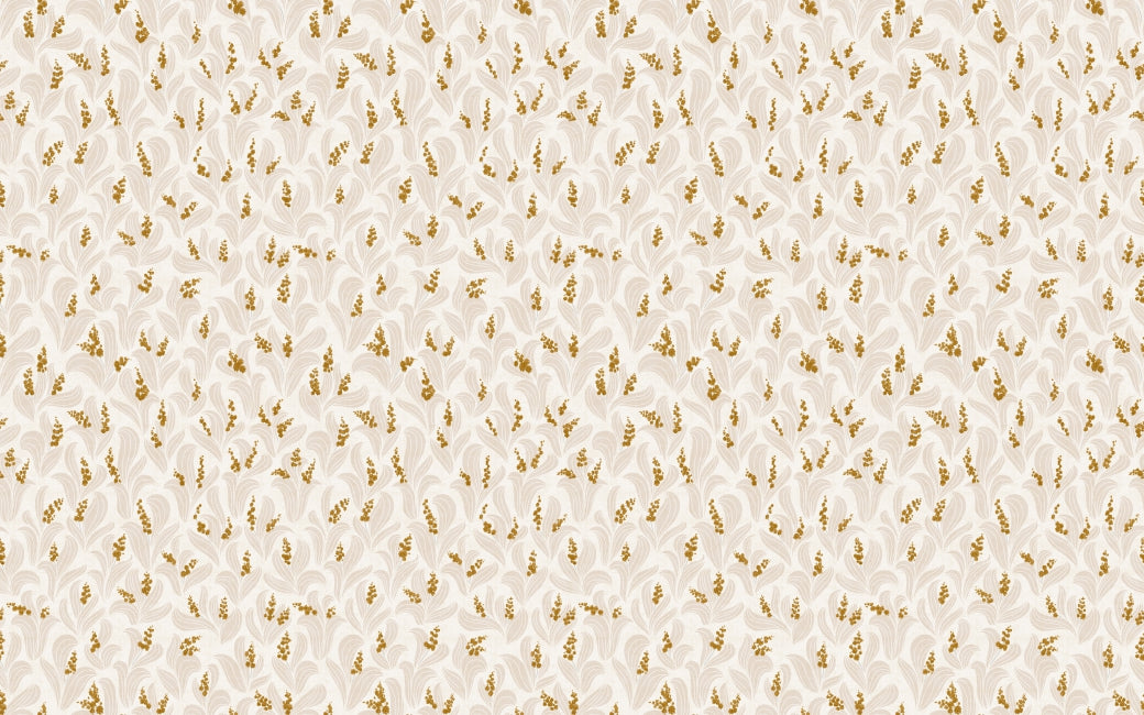 Golden Whispers Lily Valley Wallpaper in your room — zoomed