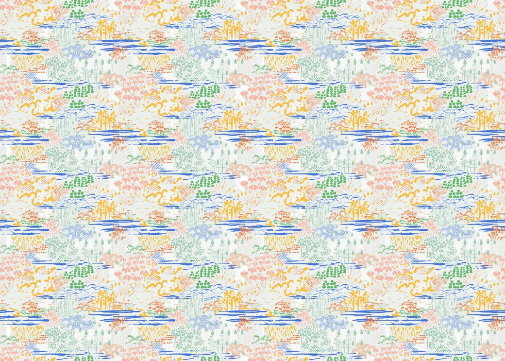 Patterned Landscape Wallpaper in your room — zoomed