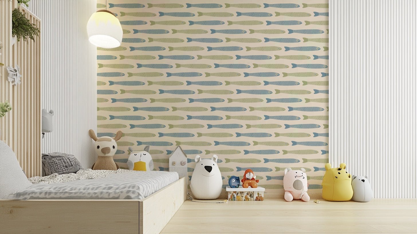 Vintage fish wall mural design
