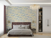 Anchovies Retro Blue Sage Green Fish on Cream Wallpaper⁠