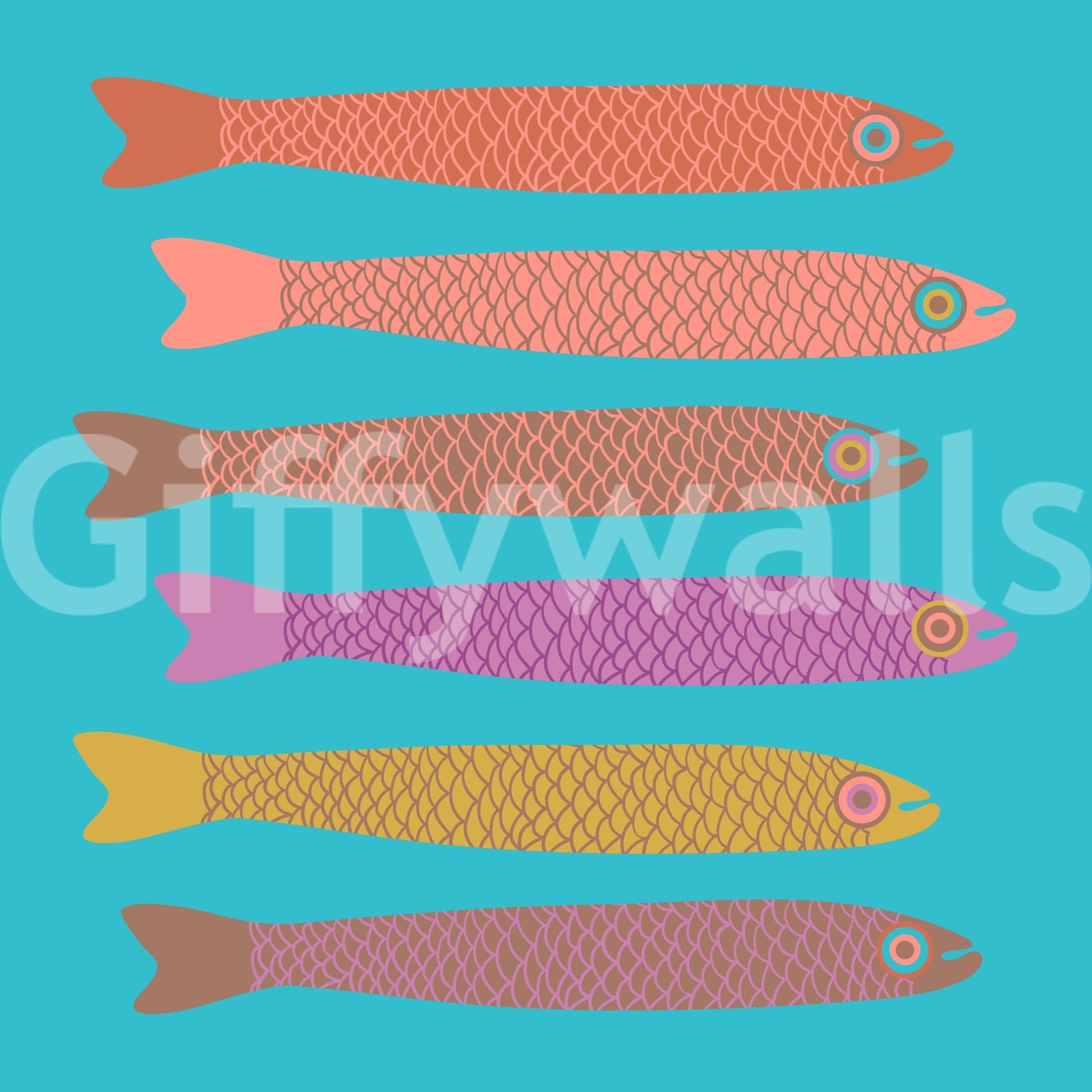 Light blue wallpaper with fun details
