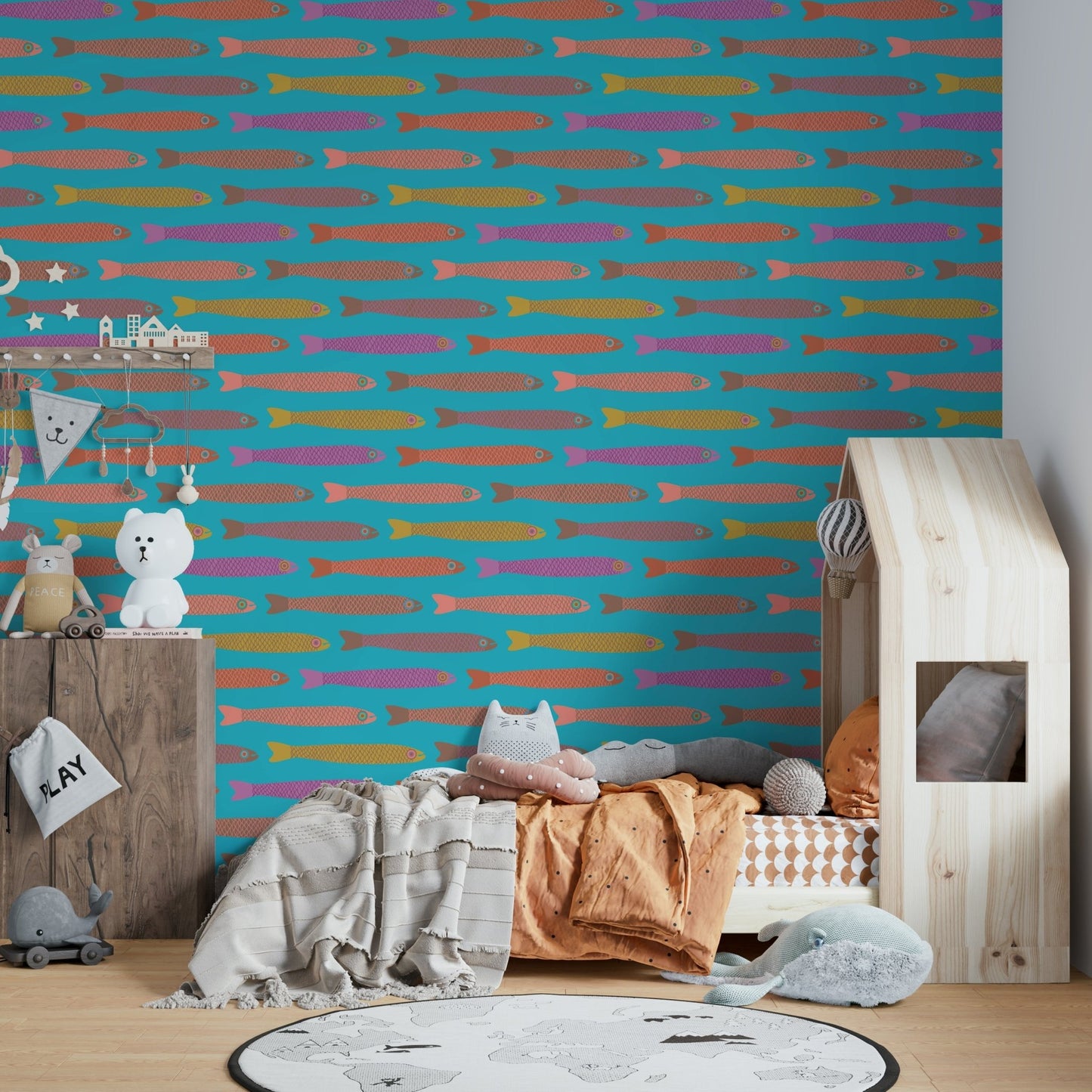 Fun fish illustration wall mural
