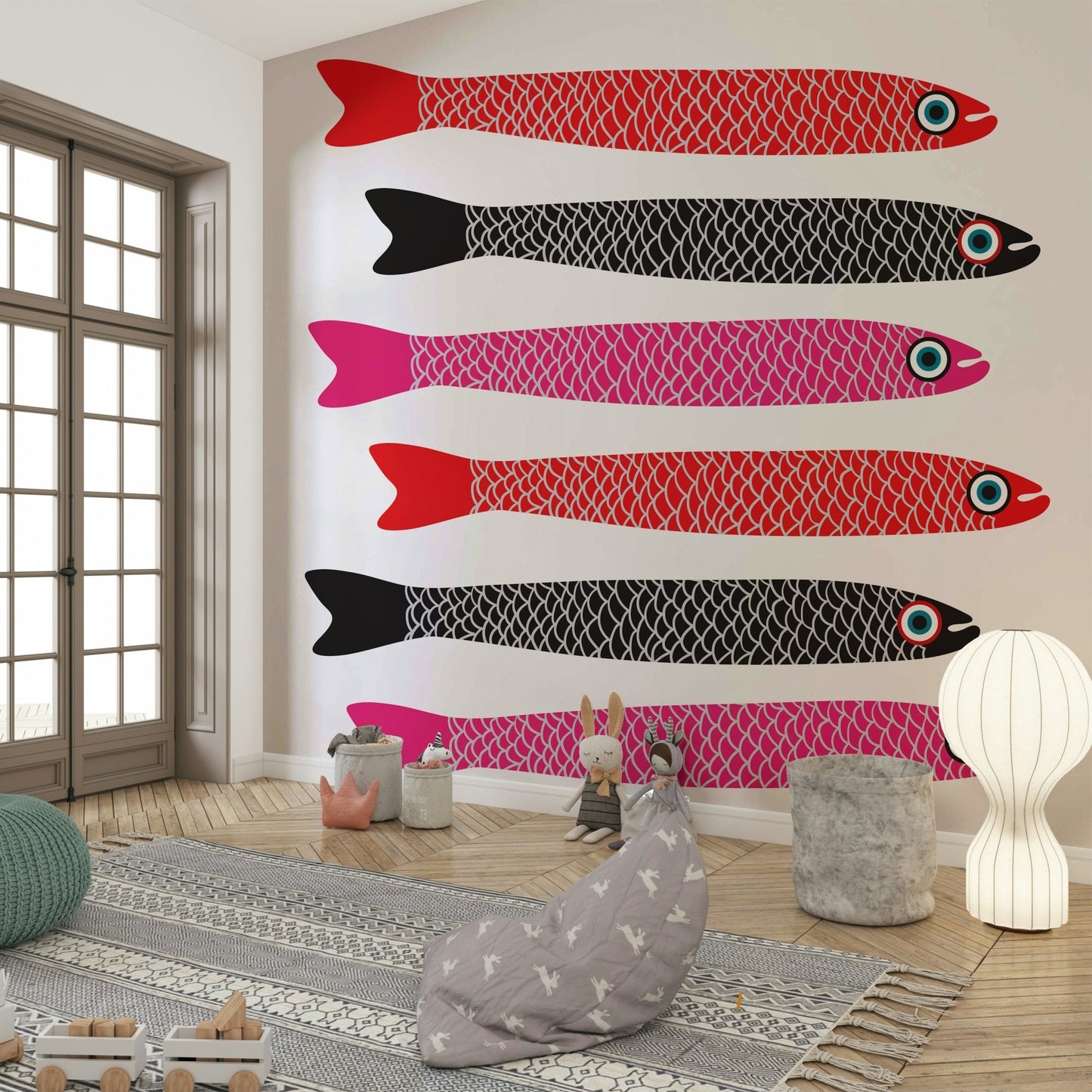 Playful kitchen wallpaper idea

