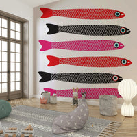 Playful kitchen wallpaper idea
