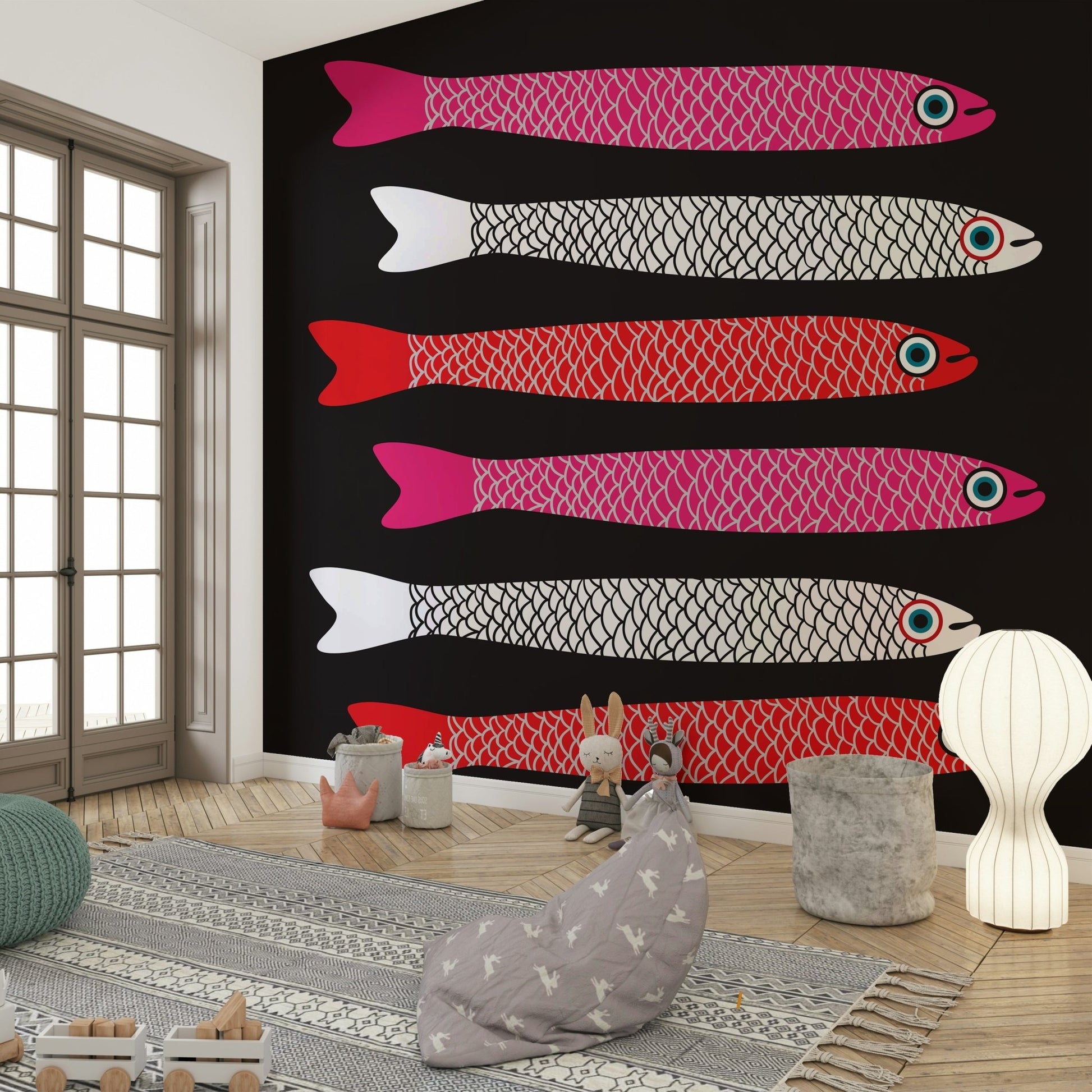 Retro wall mural for modern interiors
