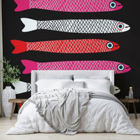 Dark background fish pattern wallpaper
