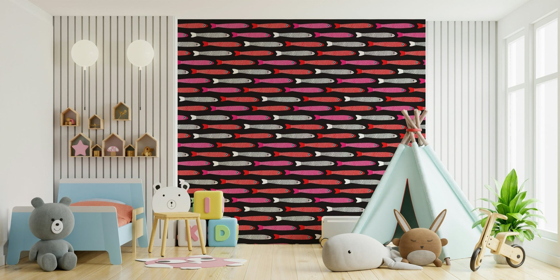Vintage seafood pattern wall mural
