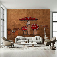 Collection of artistic Ancient Mushrooms species vinyl wallpaper.